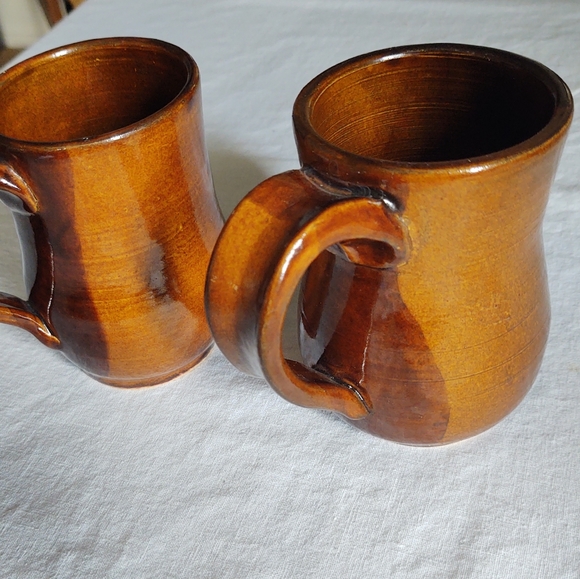 Set of hand crafted pottery mugs